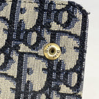 Dior Trifold Wallet Oblique Saddle Canvas Navy Gold — view 6