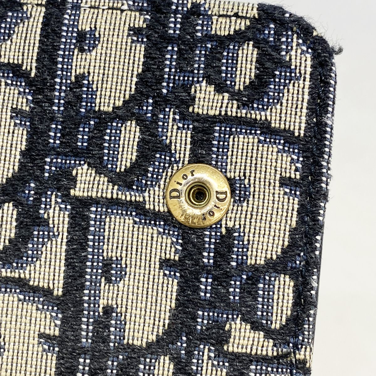 Dior Trifold Wallet Oblique Saddle Canvas Navy Gold — view 6