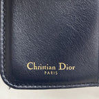 Dior Trifold Wallet Oblique Saddle Canvas Navy Gold — view 4