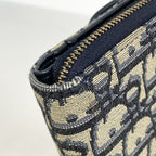 Dior Trifold Wallet Oblique Saddle Canvas Navy Gold — view 5