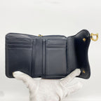 Dior Trifold Wallet Oblique Saddle Canvas Navy Gold — view 3