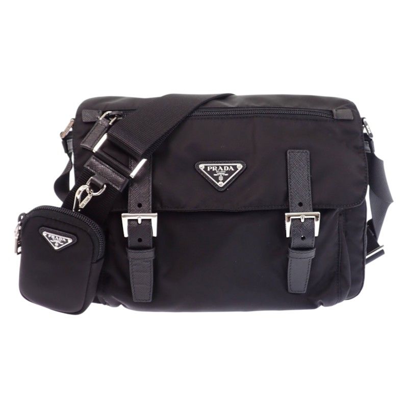 Prada Re-Nylon Shoulder Bag Nylon Black Silver
