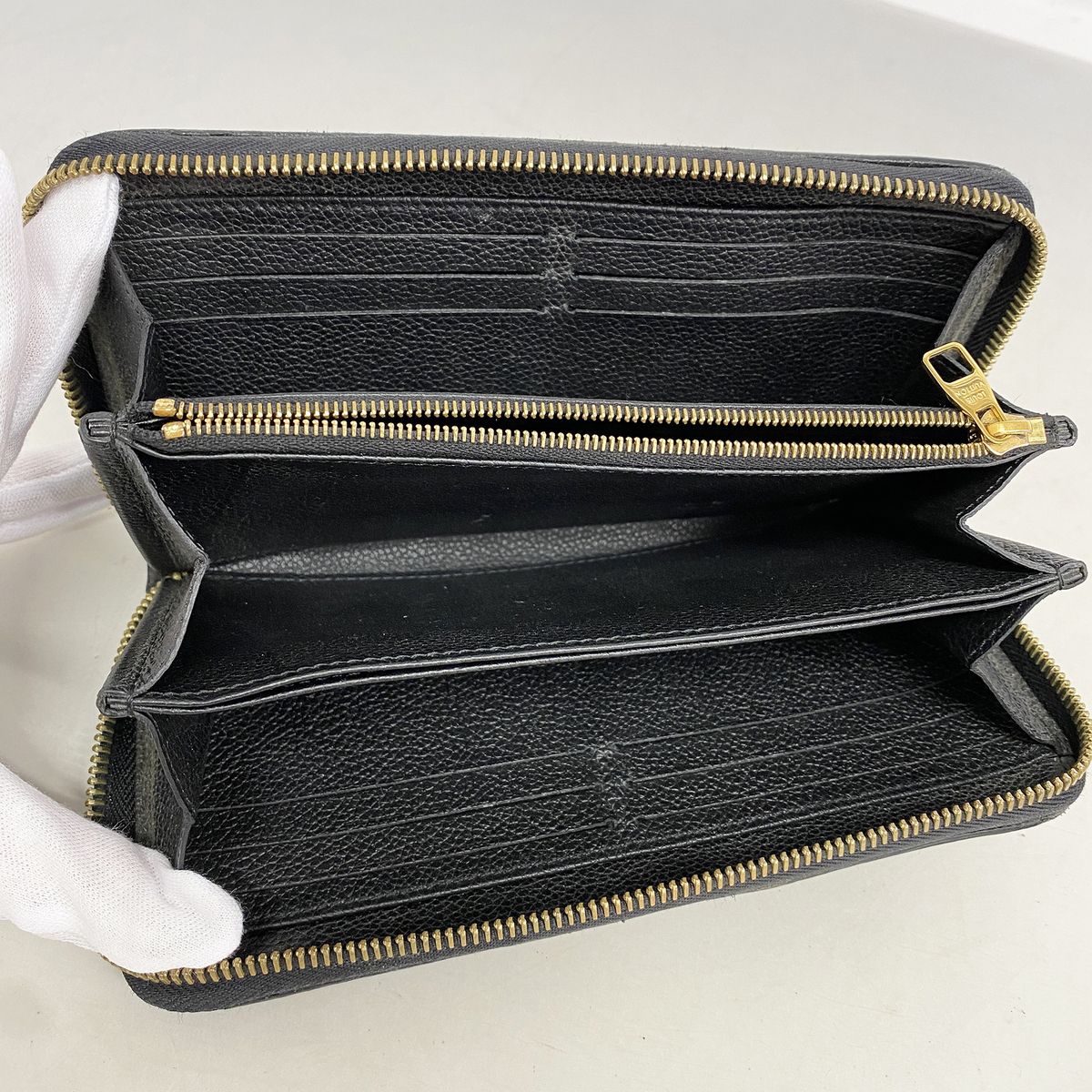 Louis Vuitton Wallet Monogram Empreinte Bicolor Zippy Black Beige — view 3