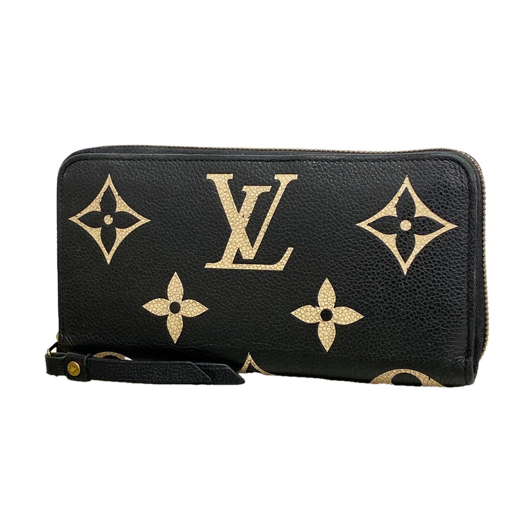 Louis Vuitton Wallet Monogram Empreinte Bicolor Zippy Black Beige