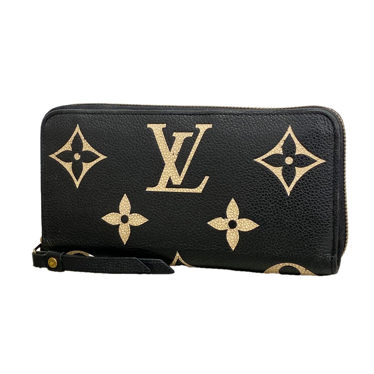 Louis Vuitton Wallet Monogram Empreinte Bicolor Zippy Black Beige