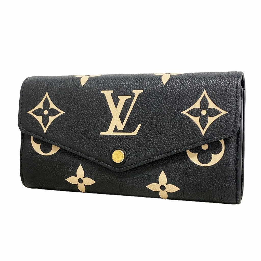 Louis Vuitton Wallet Monogram Empreinte Bicolor Portefeuille Sarah Black Beige