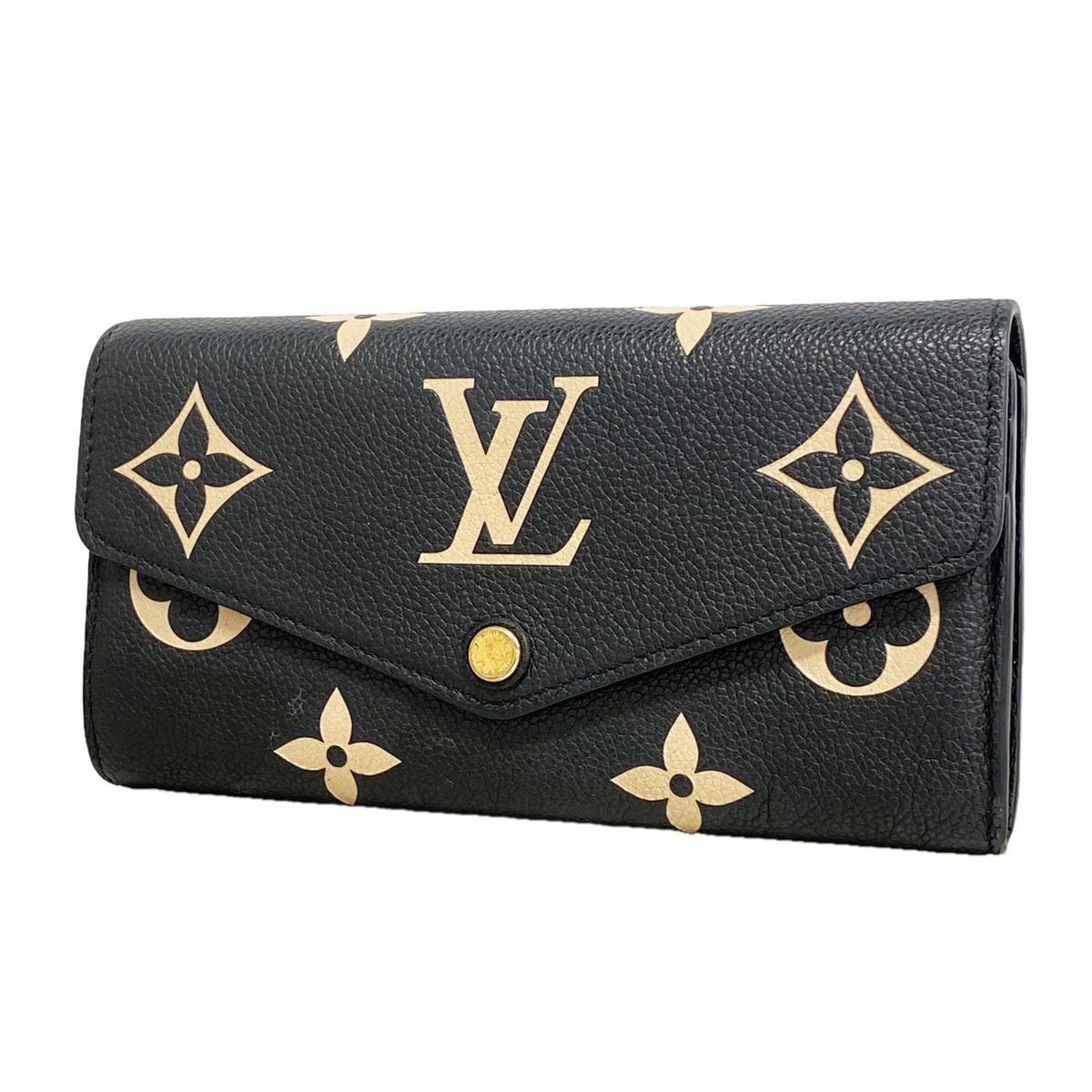 Louis Vuitton Wallet Monogram Empreinte Bicolor Portefeuille Sarah Black Beige