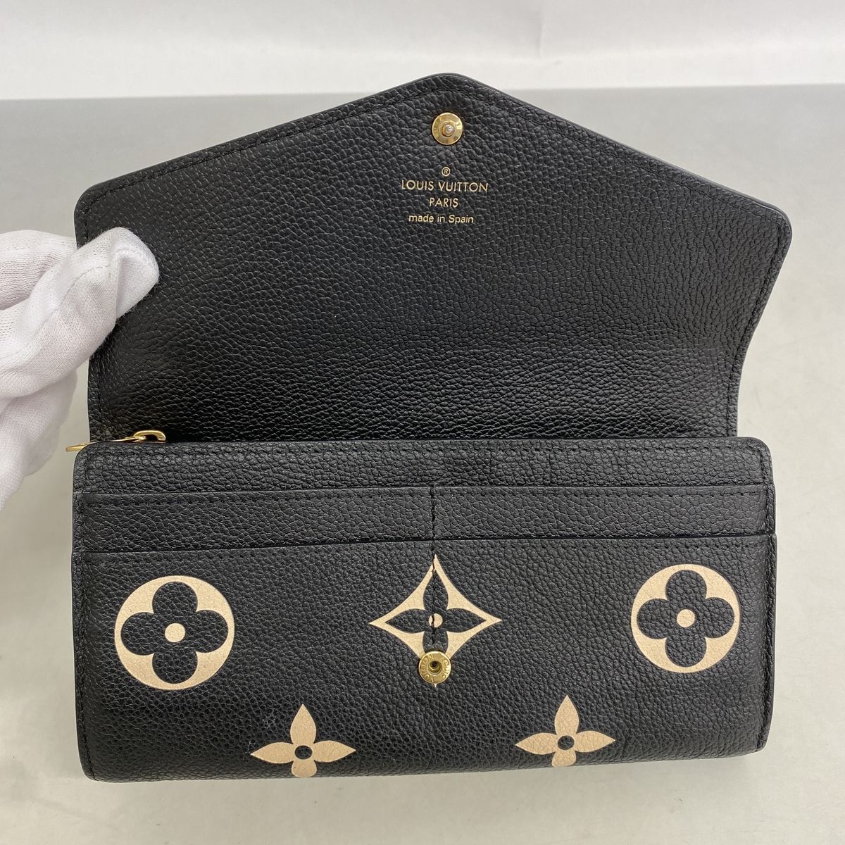 Louis Vuitton Wallet Monogram Empreinte Bicolor Portefeuille Sarah Black Beige — view 8