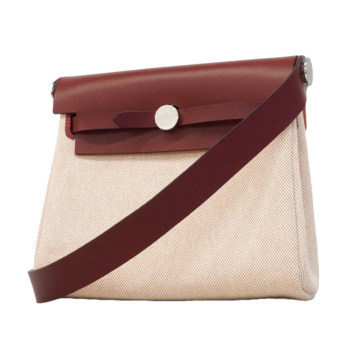 Hermes Shoulder Bag Herbag Zip Mini Toile H Rouge Ash Silver