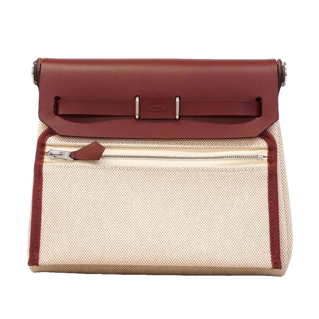 Hermes Shoulder Bag Herbag Zip Mini Toile H Rouge Ash Silver — view 6