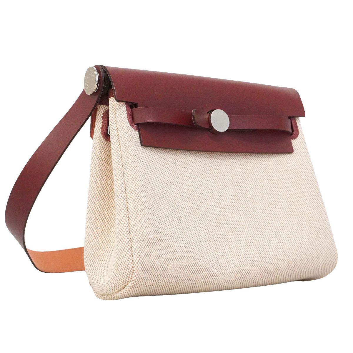 Hermes Shoulder Bag Herbag Zip Mini Toile H Rouge Ash Silver — view 2