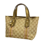 Gucci Handbag GG Canvas Beige Brown Champagne Gold