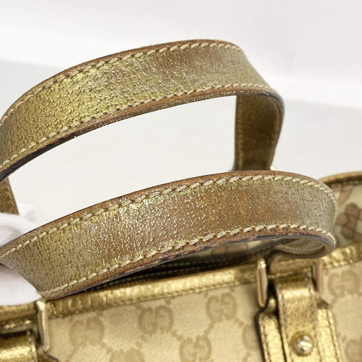 Gucci Handbag GG Canvas Beige Brown Champagne Gold — view 7