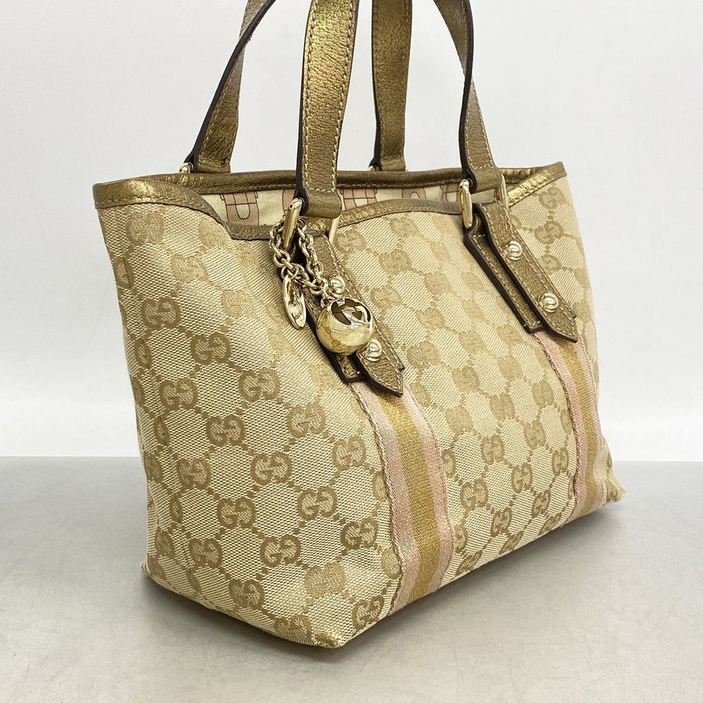 Gucci Handbag GG Canvas Beige Brown Champagne Gold — view 2
