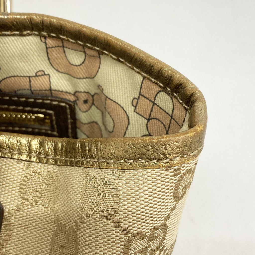 Gucci Handbag GG Canvas Beige Brown Champagne Gold — view 6