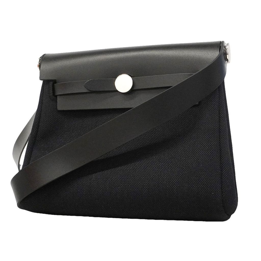Hermes Shoulder Bag Herbag Zip Mini Toile Military Black Silver