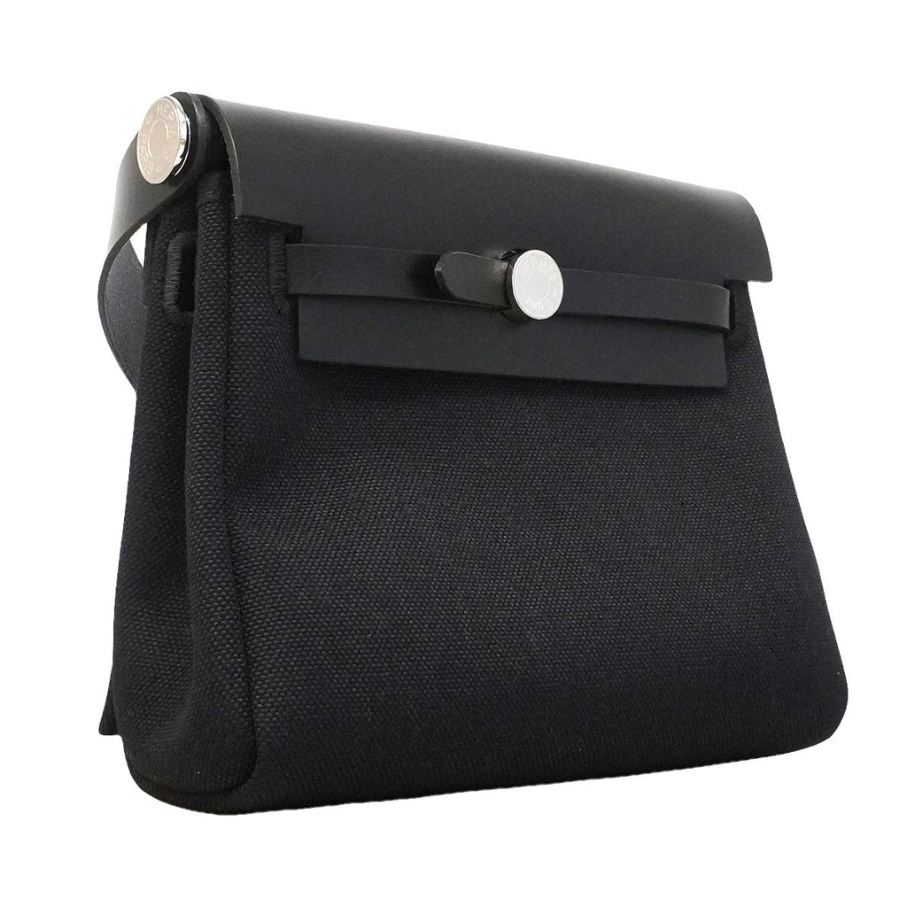 Hermes Shoulder Bag Herbag Zip Mini Toile Military Black Silver — view 2