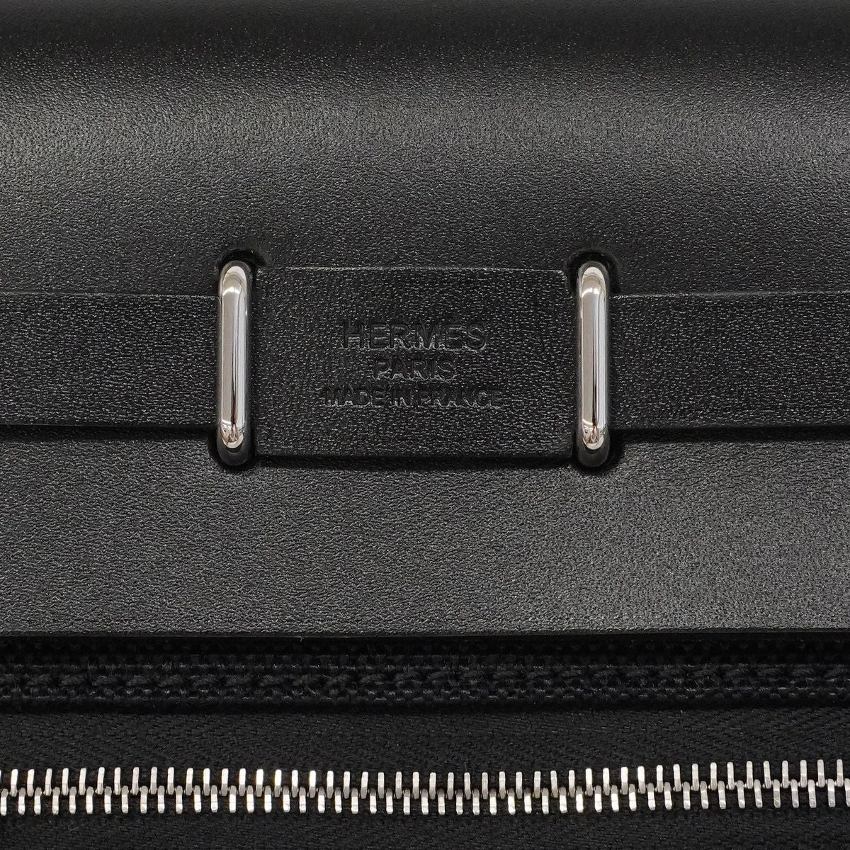 Hermes Shoulder Bag Herbag Zip Mini Toile Military Black Silver — view 5