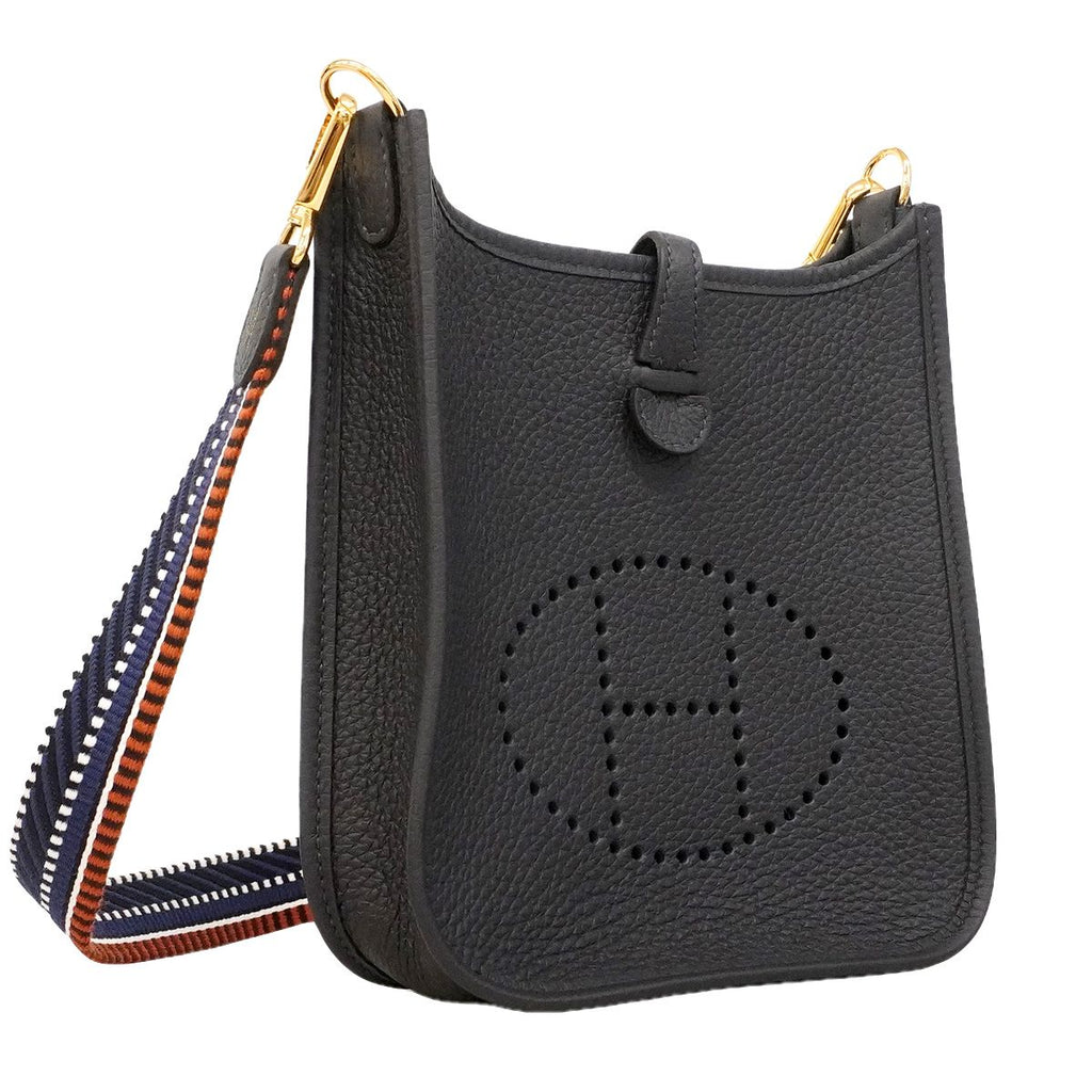 Hermes Shoulder Bag Evelyne TPM Taurillon Clemence Bleu Nuit Gold — view 2