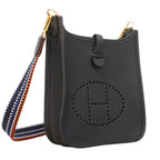 Hermes Shoulder Bag Evelyne TPM Taurillon Clemence Bleu Nuit Gold — view 2