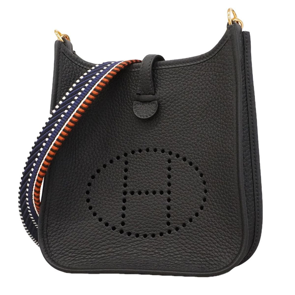 Hermes Shoulder Bag Evelyne TPM Taurillon Clemence Bleu Nuit Gold