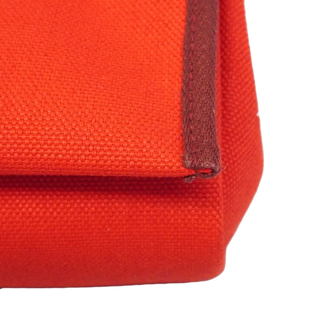 Hermes Shoulder Bag Herbag Zip PM Toile Military Rouge Ladue Silver — view 6