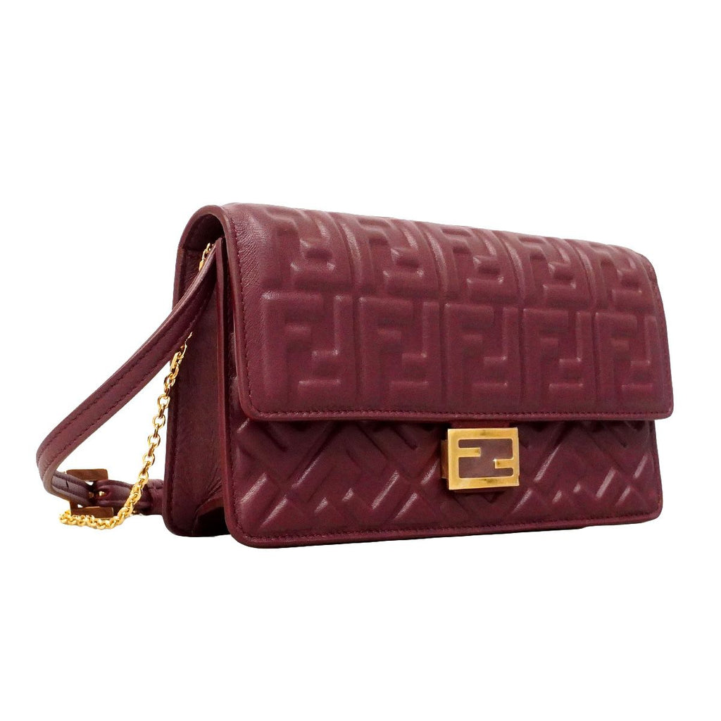 Fendi Shoulder Bag Leather Bordeaux Gold — view 2