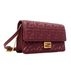 Fendi Shoulder Bag Leather Bordeaux Gold — view 2
