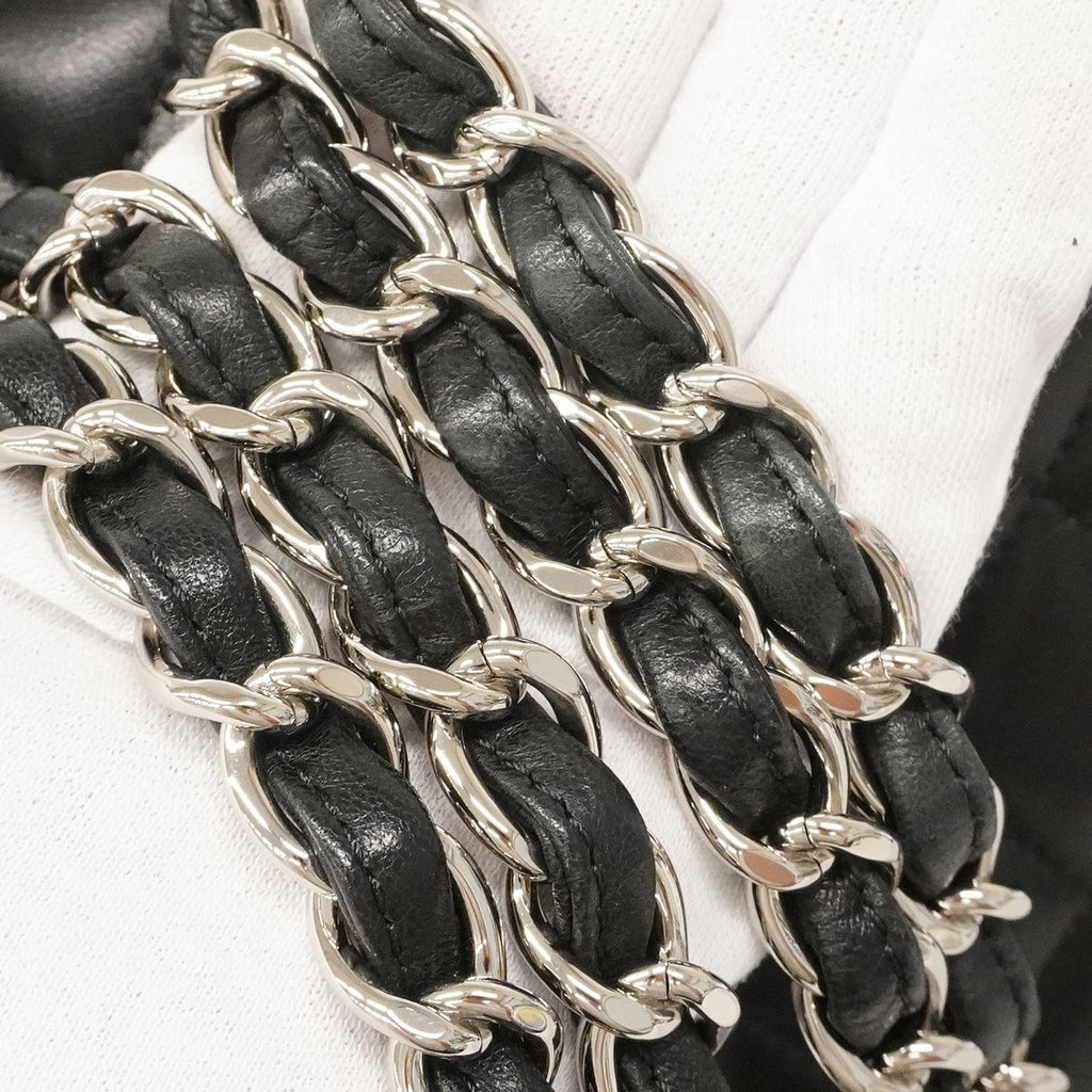 Chanel Shoulder Bag Maxi Quilted Lambskin Black Silver — view 7