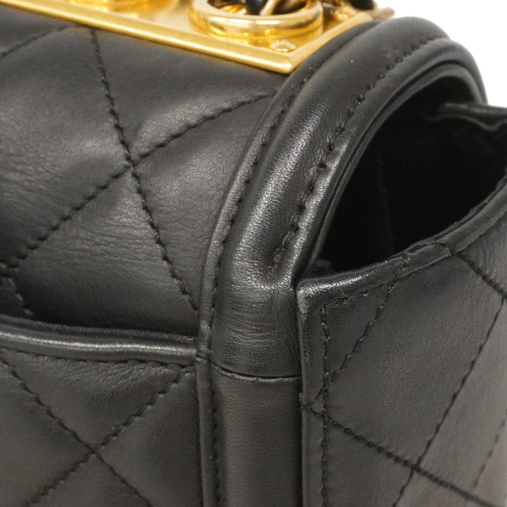 Chanel Shoulder Bag Quilted Lambskin Black Gold — view 7
