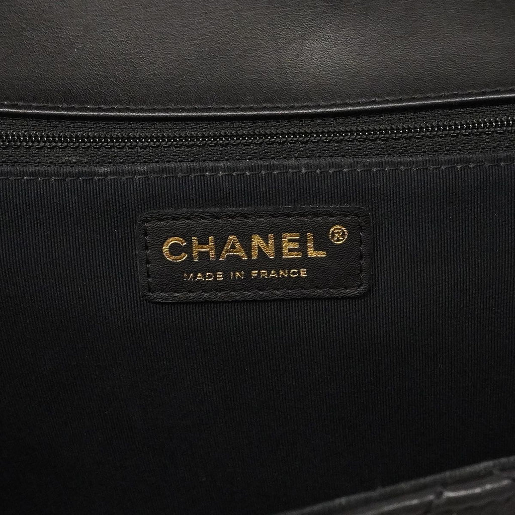 Chanel Shoulder Bag Quilted Lambskin Black Gold — view 5