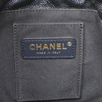 Chanel Handbag Quilted Caviar Leather Navy Gold 2-Way Bag — view 6