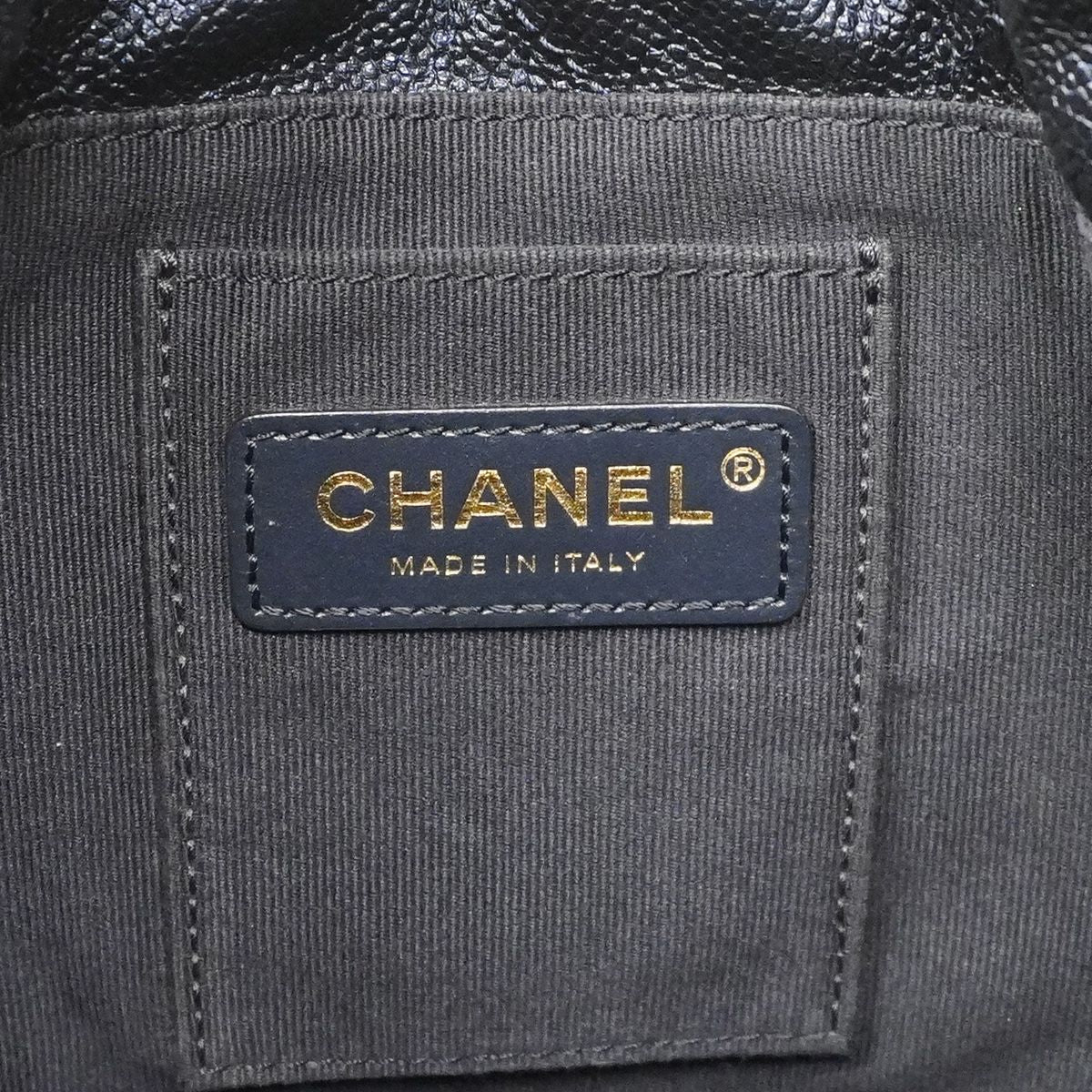 Chanel Handbag Quilted Caviar Leather Navy Gold 2-Way Bag — view 6