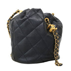 Chanel Handbag Quilted Caviar Leather Navy Gold 2-Way Bag — view 2