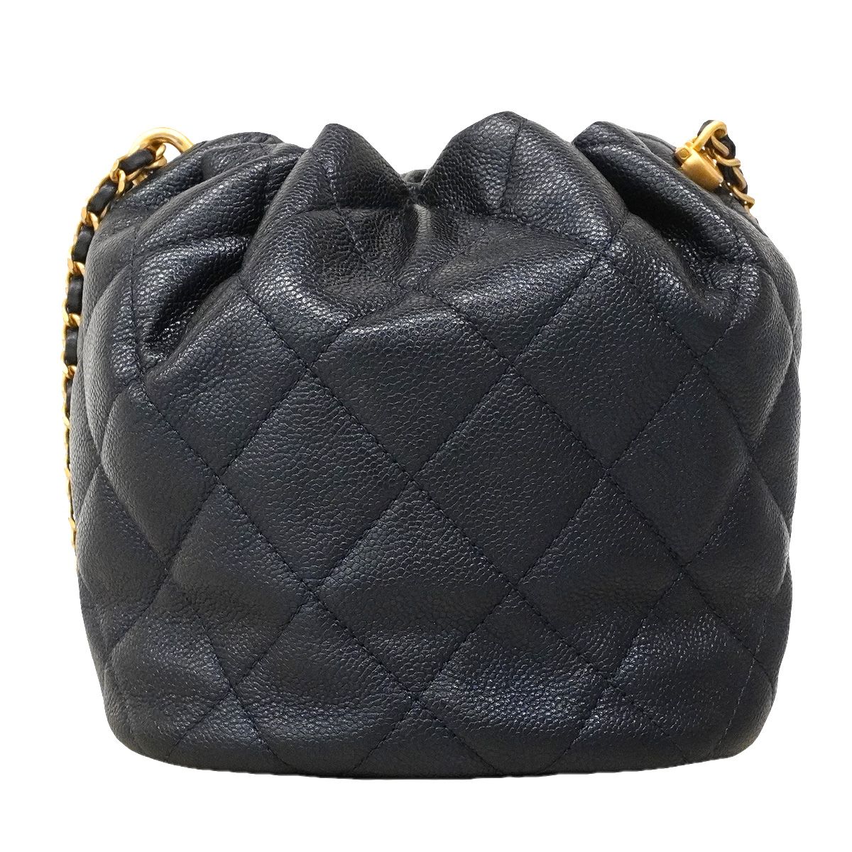Chanel Handbag Quilted Caviar Leather Navy Gold 2-Way Bag — view 3