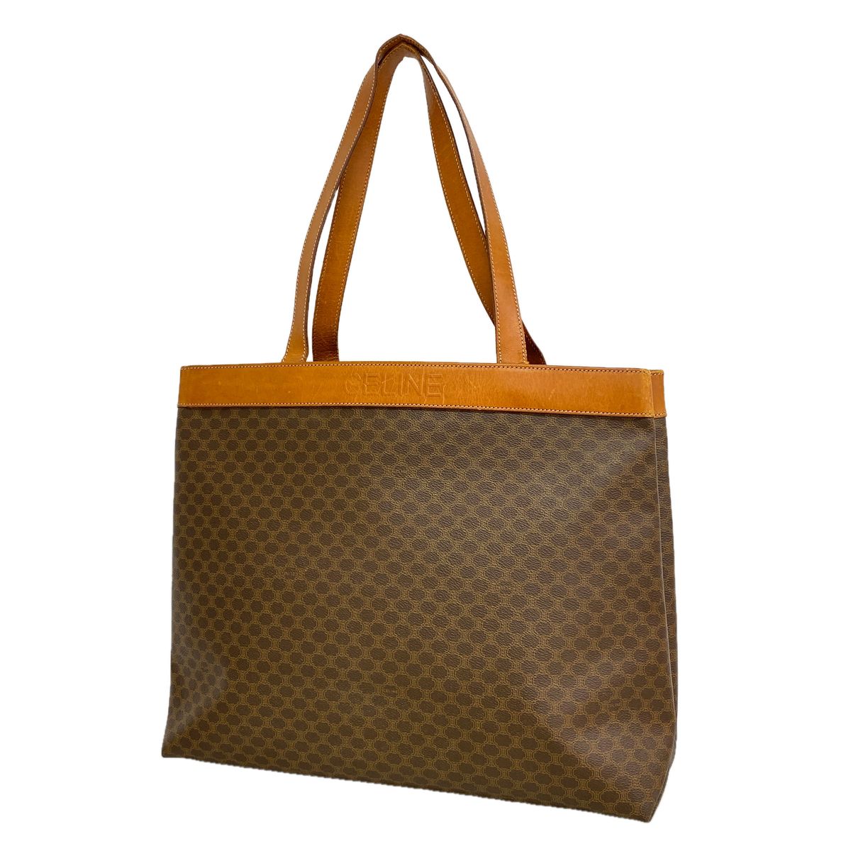 Celine Tote Bag Macadam Brown Gold