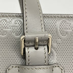 Gucci Tote Bag GG Embossed Leather Gray Silver — view 8
