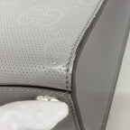 Gucci Tote Bag GG Embossed Leather Gray Silver — view 7