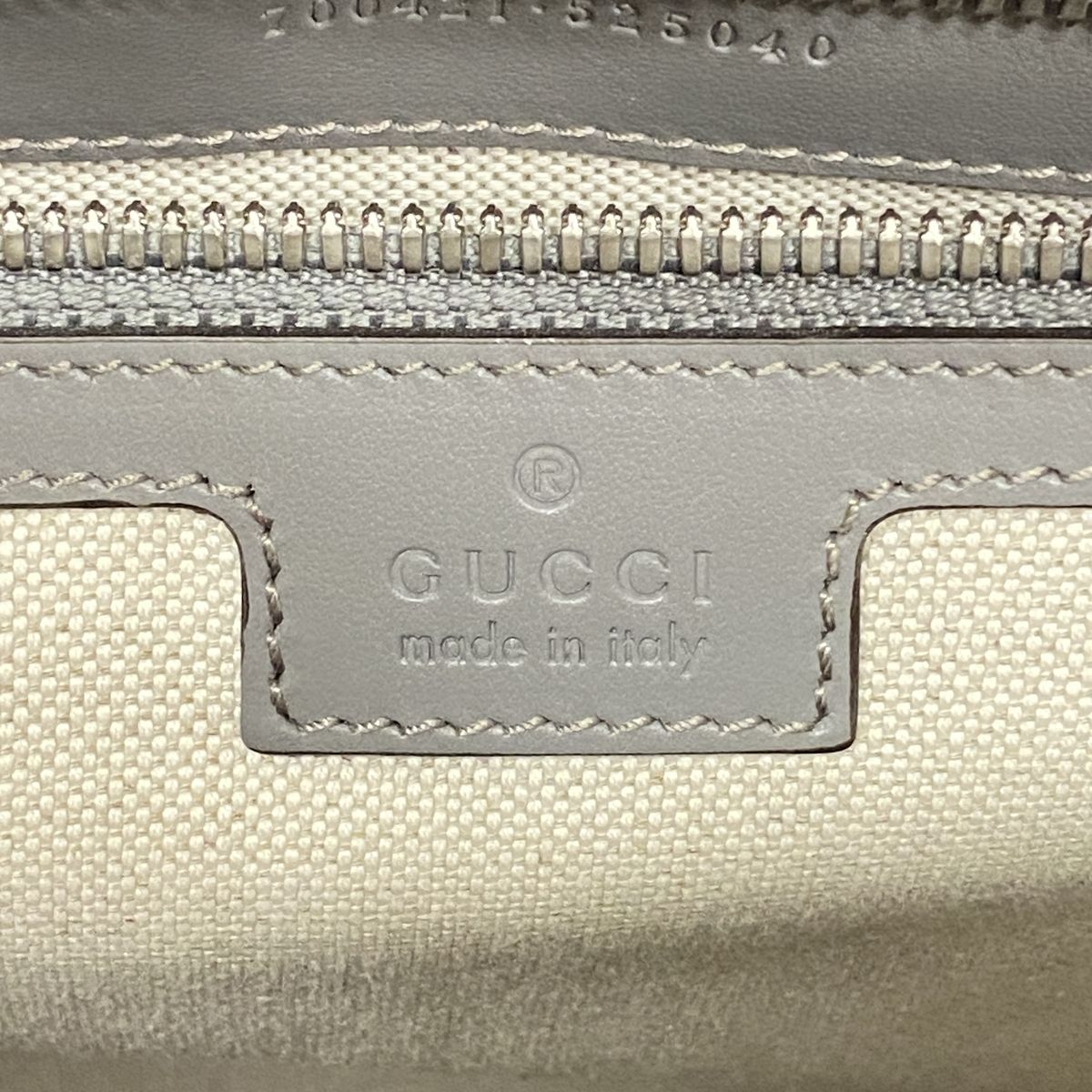 Gucci Tote Bag GG Embossed Leather Gray Silver — view 5