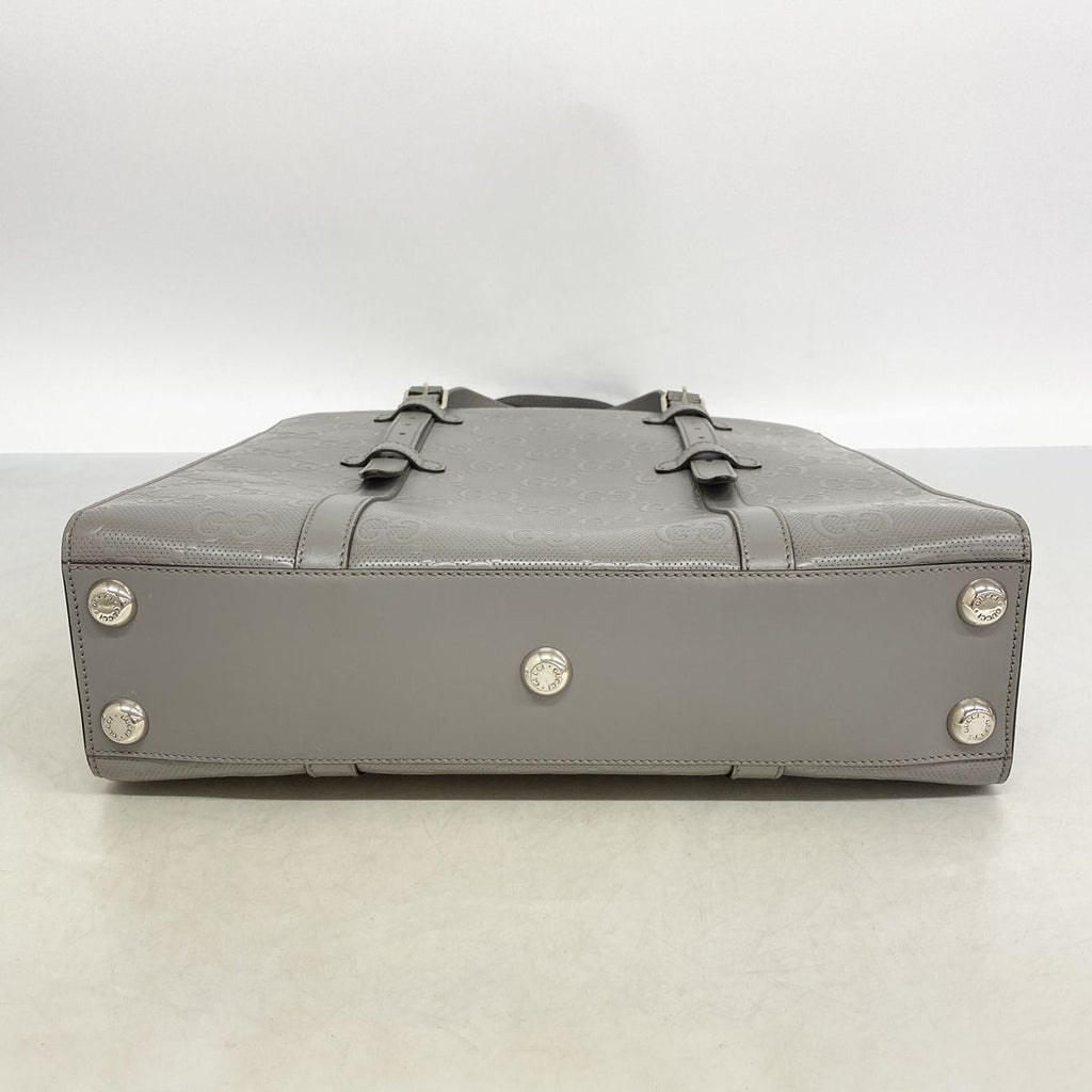 Gucci Tote Bag GG Embossed Leather Gray Silver — view 3