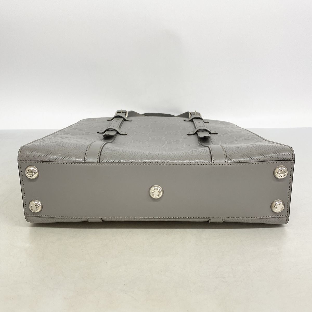 Gucci Tote Bag GG Embossed Leather Gray Silver — view 3