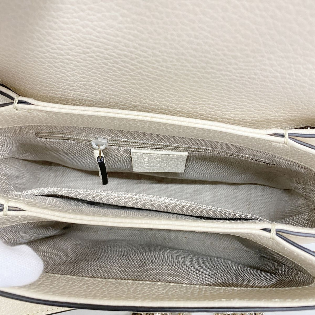 Gucci Shoulder Bag Interlocking G Leather Ivory Champagne Gold — view 4