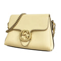 Gucci Shoulder Bag Interlocking G Leather Ivory Champagne Gold