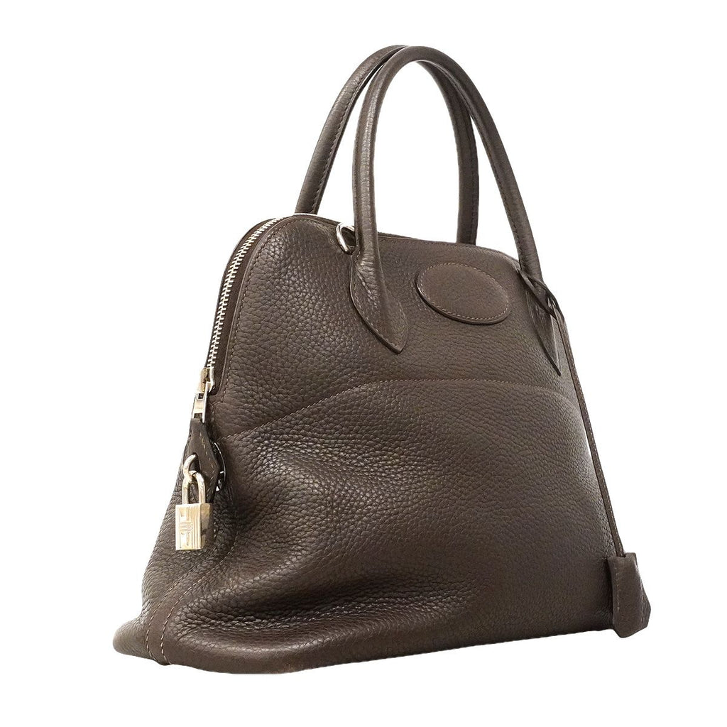 Hermes Handbag Bolide 31 Taurillon Clemence Ebene Silver 2-Way Bag — view 2