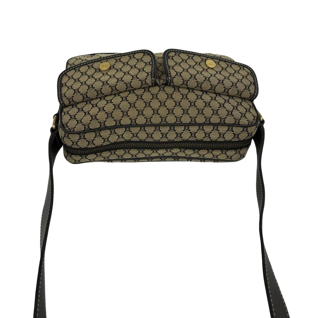 Celine Macadam Blason Pattern Canvas Leather Shoulder Bag Pochette Crossbody — view 4