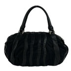 Prada Logo Tessuto Nylon Leather Tote Boston Bag Black — view 3