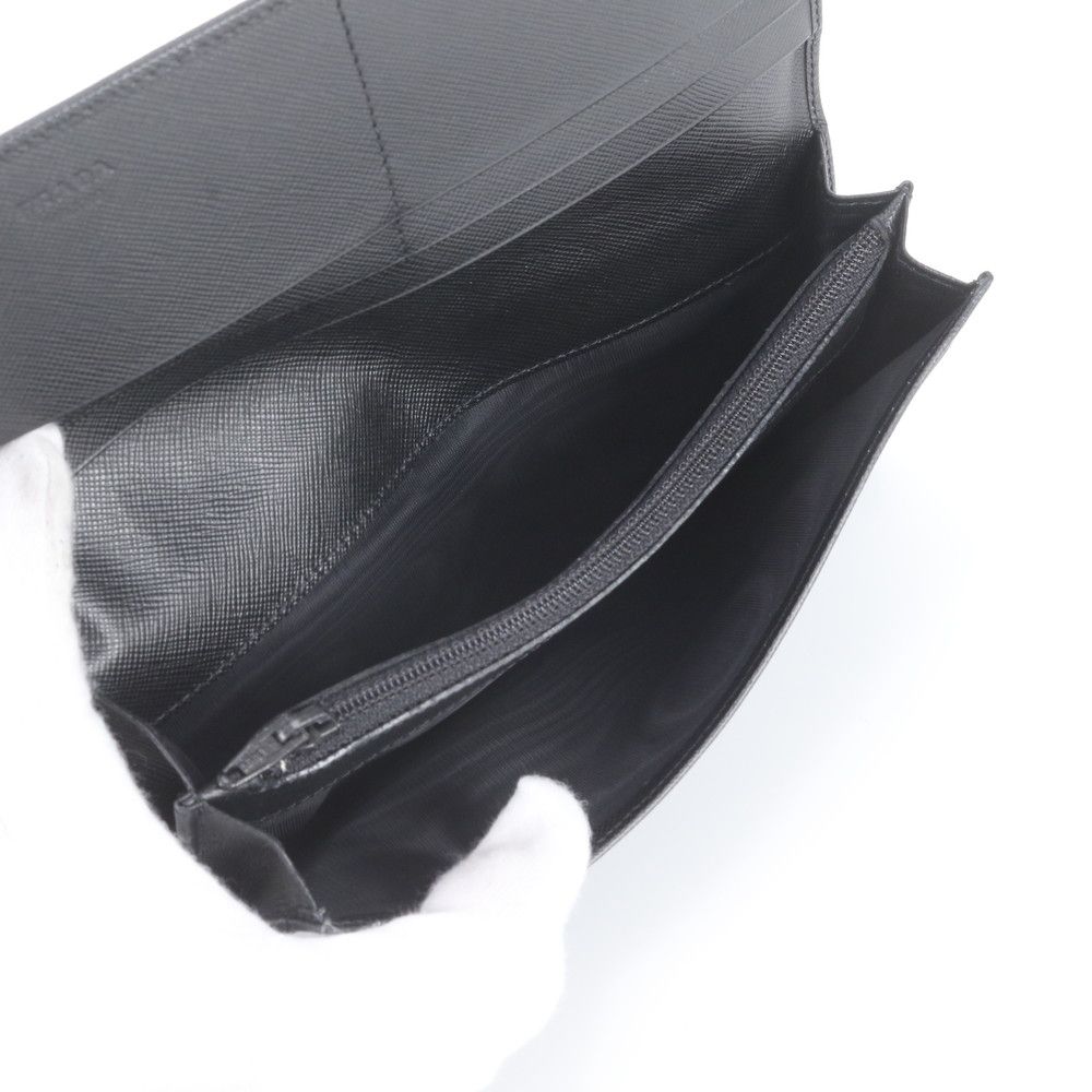 Prada Saffiano Leather Triangle Logo Long Wallet — view 8