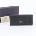 Prada Saffiano Leather Triangle Logo Long Wallet