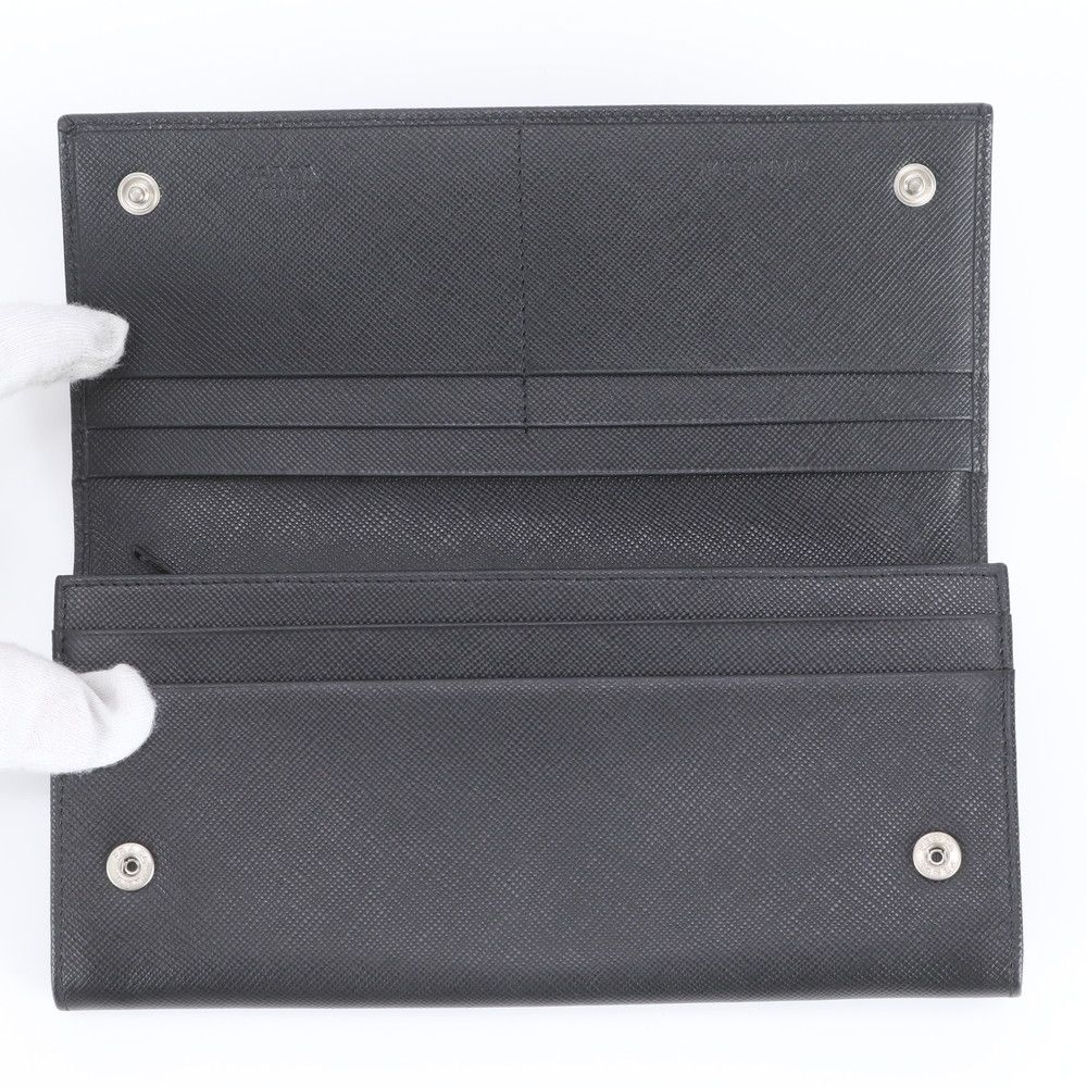 Prada Saffiano Leather Triangle Logo Long Wallet — view 7