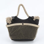 Chanel Fishnet Rope Camellia CC Logo Tote Bag Shoulder — view 3